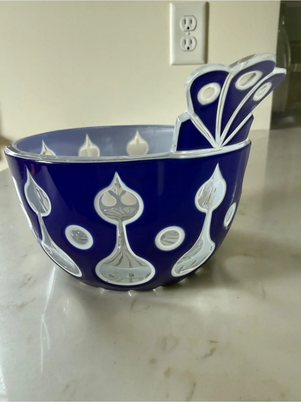 Two Bohemian Glass Handled Bowls